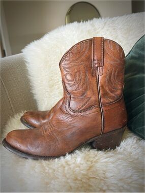 Ariat Western Short Boot Darlin Leather Sole Distressed Brown Side Zip Authentic
